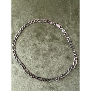 10” Sterling Silver 925 Italy Figaro Anklet – 3mm Chain – Unisex Vintage